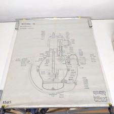 Disegno tecnico originale auto Isotta Fraschini Sezione Motore 14 sezione, 1915