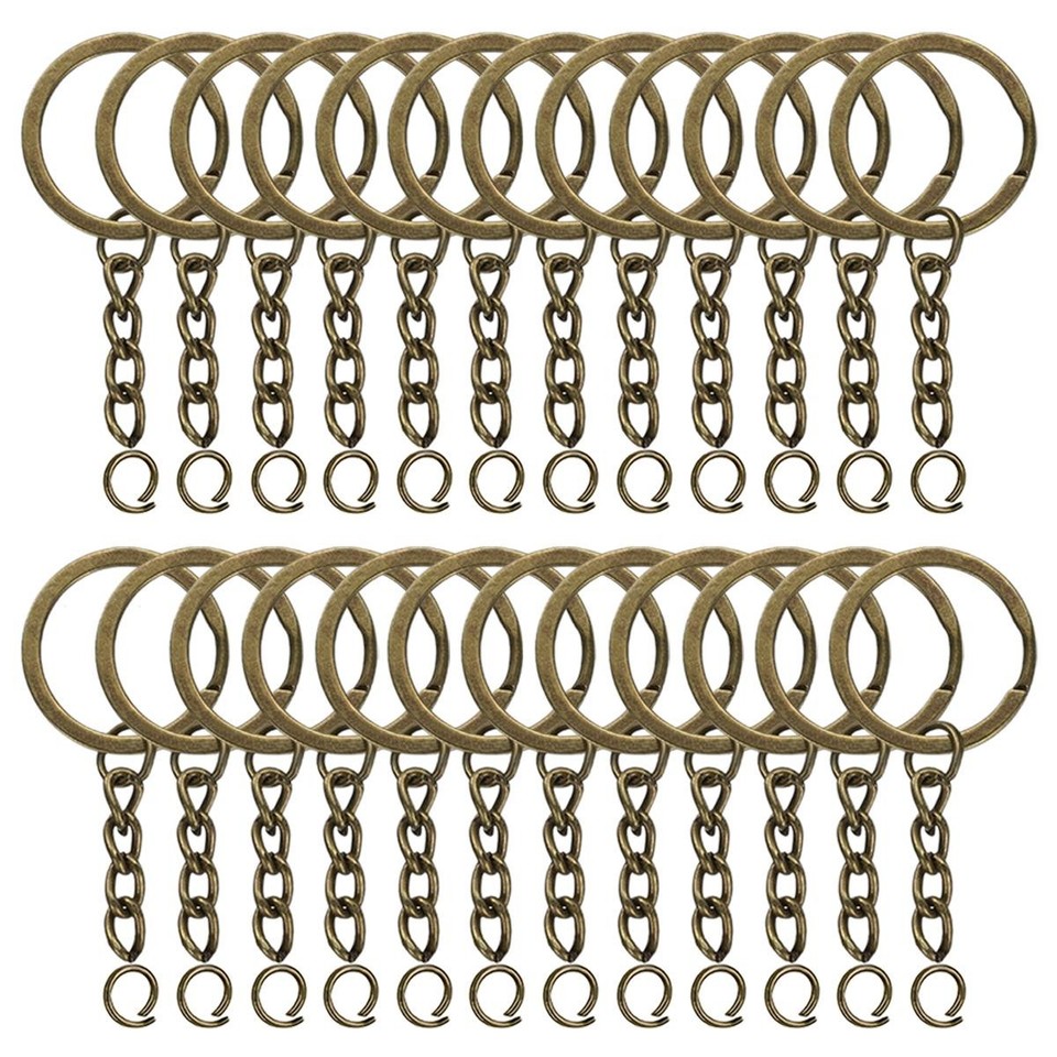 Keychains N Rings 50 Sets Flat Keychain Rings with Chain & Open Jump Rings for Keychain ...