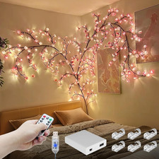 FNHMSL Cherry Enchanted Willow Vine Lights 7.55FT 144LED Pink Cherry Blossom Tre
