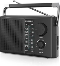 Portable AM FM Radio Battery Operated AC Power Big Speaker Clear Dial