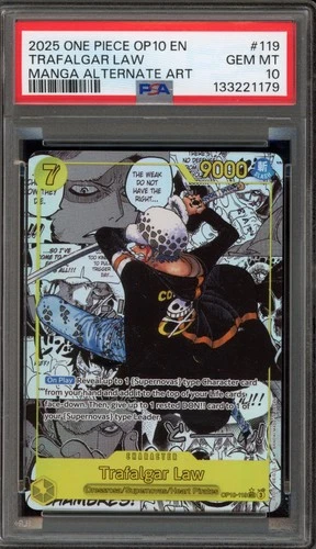 One Piece CCG Trafalgar Law Manga Alternate Art OP10-119 PSA 10