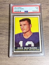 Don Maynard 1961 Topps PSA 7 NM Graded Card New York Titans Rookie HOF #150. rookie card picture