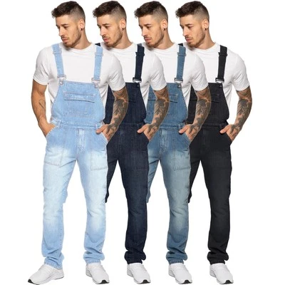 Enzo Mens Dungarees Jeans Denim Overalls Jumpsuit Workwear Heavy Duty Pants UK - Image 1 of 2