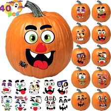 Halloween Pumpkin Face Decorating Stickers 18 Sheets Makes 40 Faces