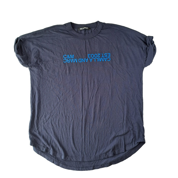 C&M Camilla and Marc Huntington 2.0 Tee Shirt Women 12 Navy Minimalist Oversized