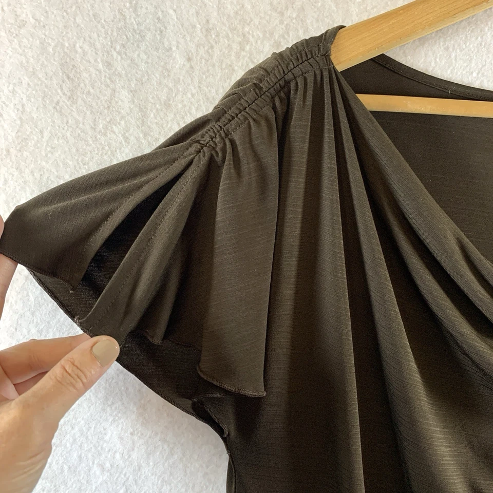 AB Studio Womes Y2K Cowl Neck Tunic Top Sz M Chocolate Brown Fairy Grunge Slinky - Image 2 of 4