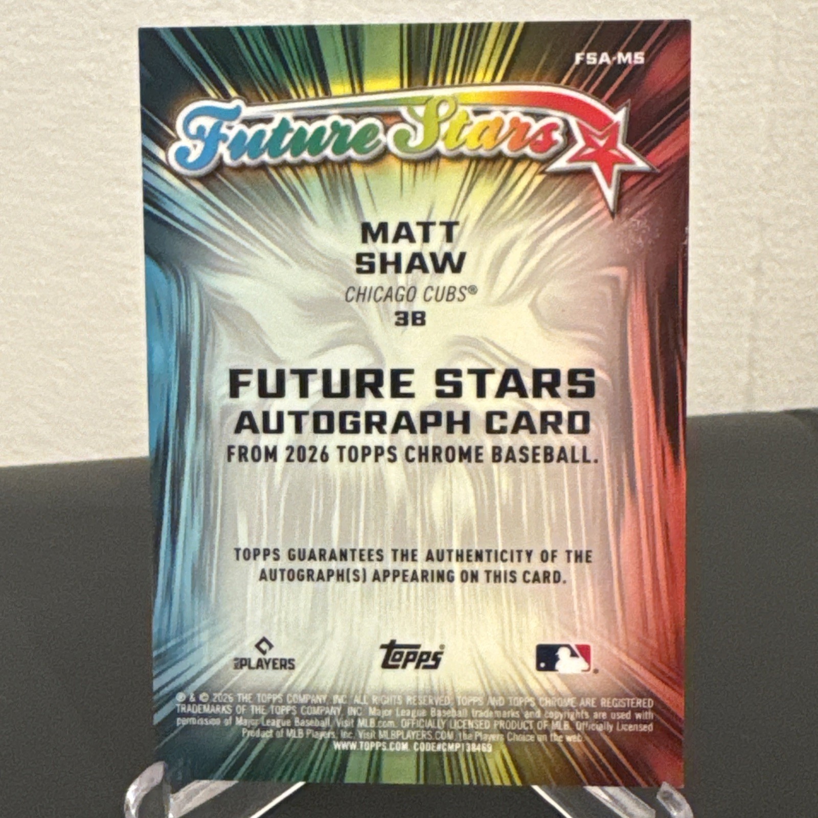 2026 Topps Chrome Baseball- Future Stars Matt Shaw Gold Auto /50. Cubs. 🔥🔥🔥 view 2
