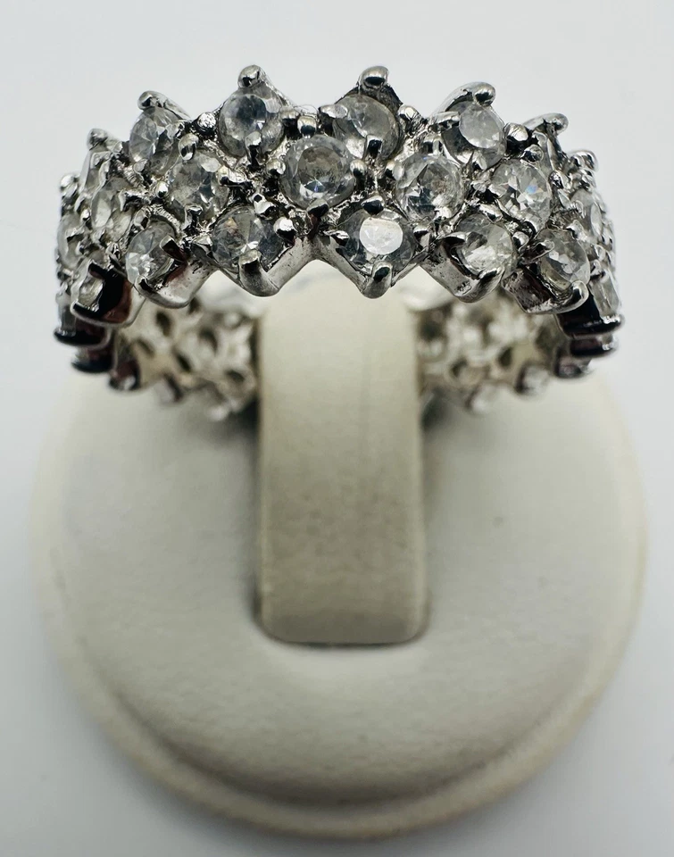 Anello A Fascia In Argento 925 Con Zirconi Bianchi Peso 5,0gr Misura 17 - Immagine 2 di 4