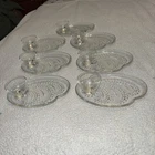 Federal Glass Homestead Seven Snack Plates And Cups Vintage