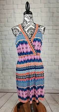 Laundry by Shelli Segal size 6 stretch geo print faux wrap sleeveless dress bb08