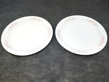 Vintage Set of Corelle Silk Blossoms Dinner Plates 10 1/4" Grey Mauve Floral