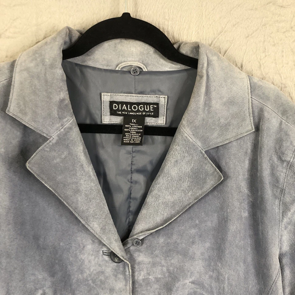 Dialogue кожаная куртка женщин 1 X плюс размер синий замши Western богемное ранчо - Изображение 2 из 4