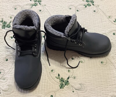 YOUTH GIRL'S SIZE 5 ''SMARTFIT'' BLACK LACE UP SHERPA LINED BOOTS BOOTIES SHOES