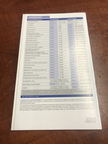 New 2016 Hyundai Genesis Veloster Quick Reference Guide Owners Manual Book - Picture 4 of 5