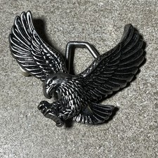 Vintage Bald Eagle Silver  Black Belt Buckle EUC