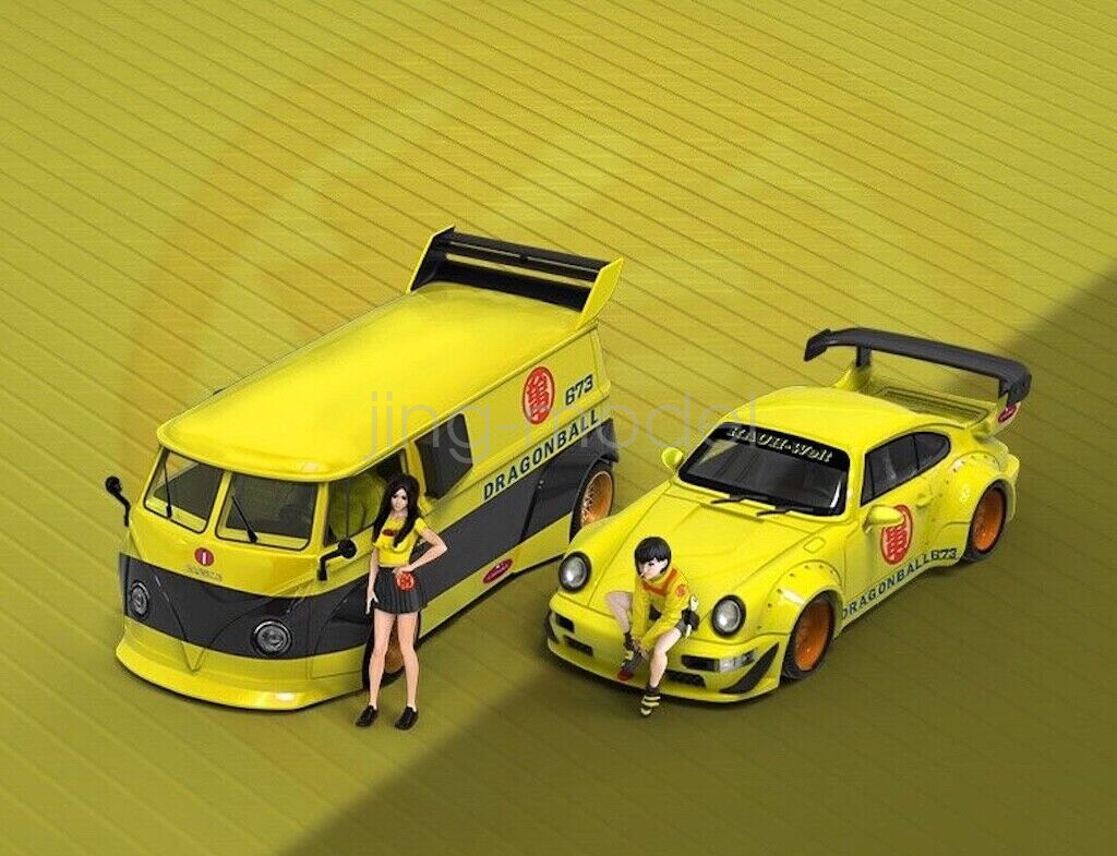 1:64 Scale VW T1 Camper Van with RWB 964 Sports Figure Diecast Model