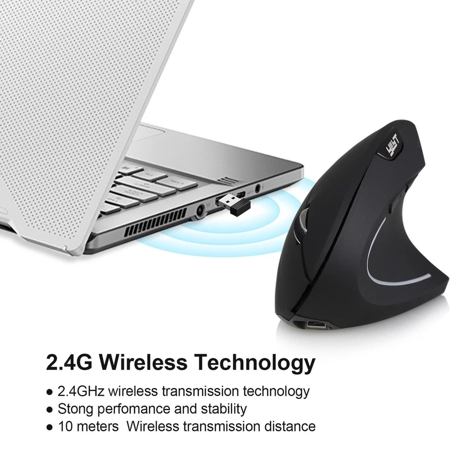 ABS 2.4G Optical Vertical Mouse Mice Ergonomic Mouse for Office Home Black - Image 4 of 4