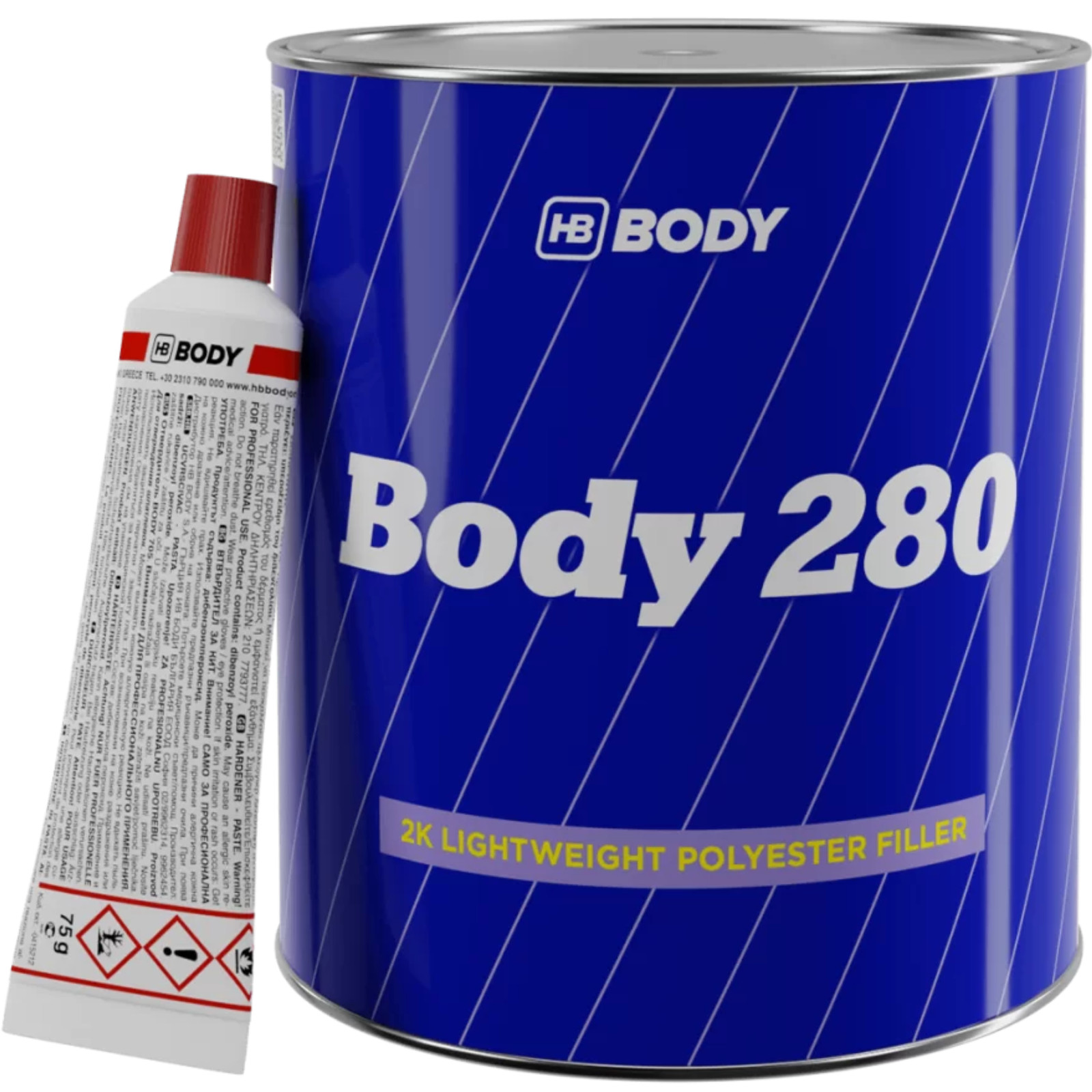 HB BODY 280 Body 2k Lightweight Polyester Filler Metal Surfaces Beige 3 Litre
