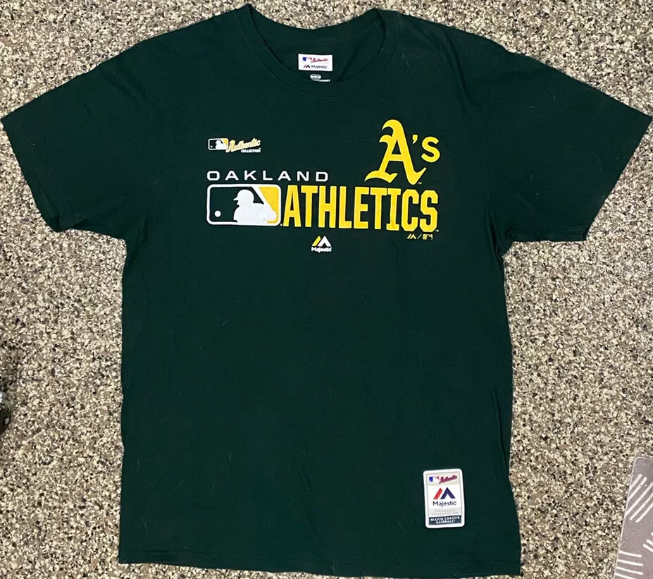 Authentic Majestic Green Oakland Athletics A's T-Shirt Mens