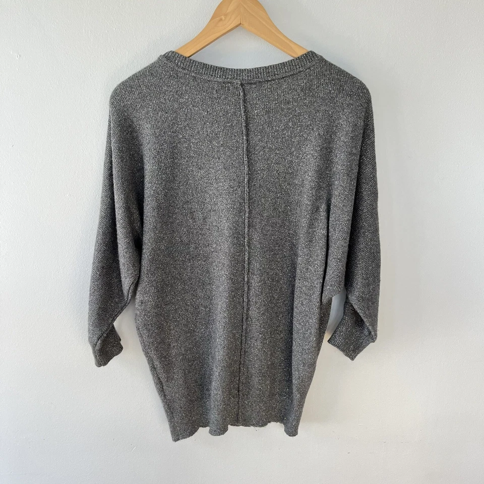 Suéter Tommy Hilfiger Mujer S Manga Dolman Gris Plata Metálico Pullover Foto 2 de 4