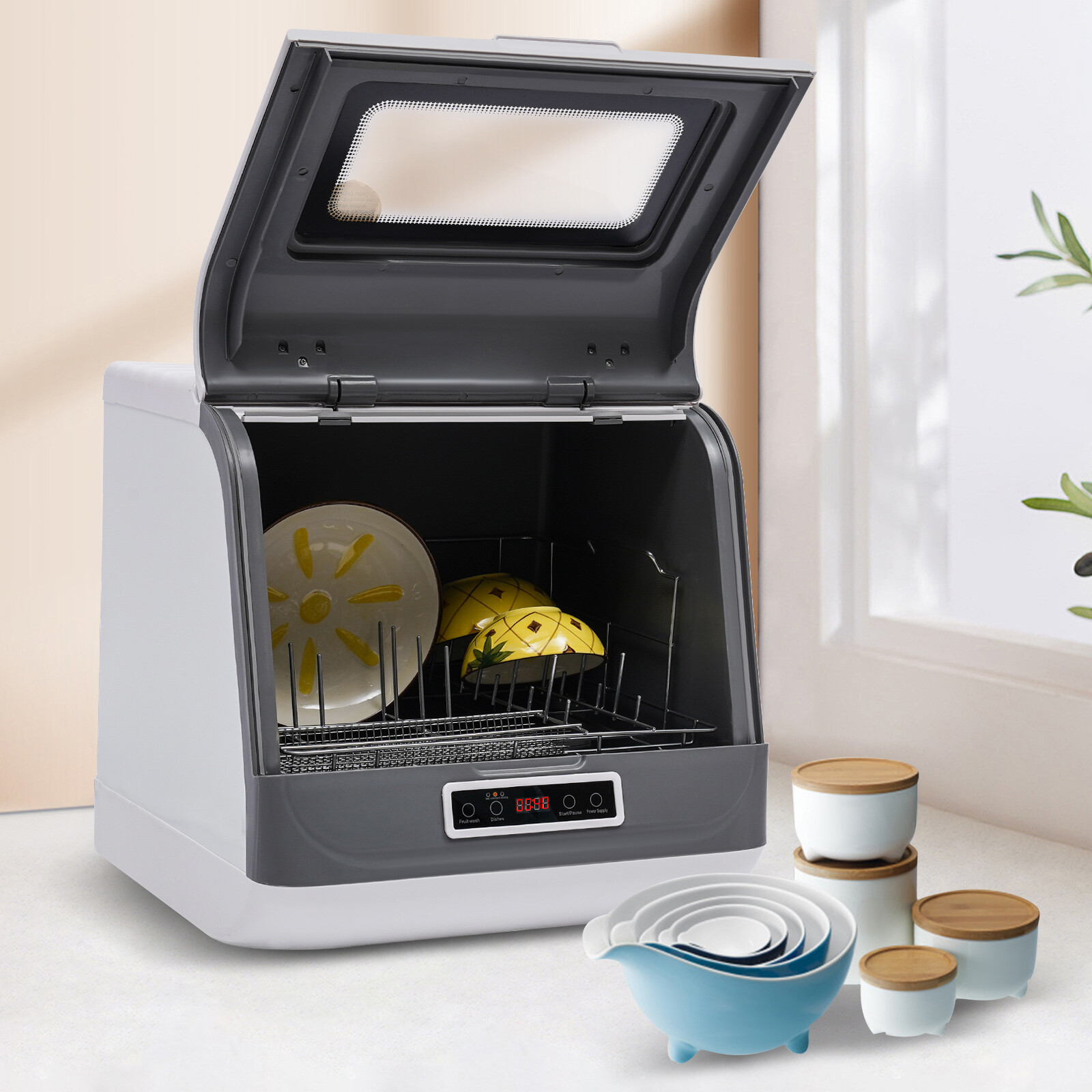 Large Capacity Portable Countertop Dishwasher 3 Washing Programs 800W 110V US~