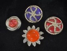 4- VTG Rhinestone Clothing BUTTON COVERS ( Lot of 4 )