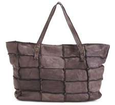 Nwt Costanza Rota Made In Italy Leather Patchwork Tote Shoulder Bag Grey