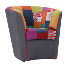 Poltrona da ufficio casa sala attesa in tessuto grigio scuro patchwork