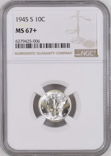 1945-S 10C Mercury Dime NGC MS67+  6279425-006