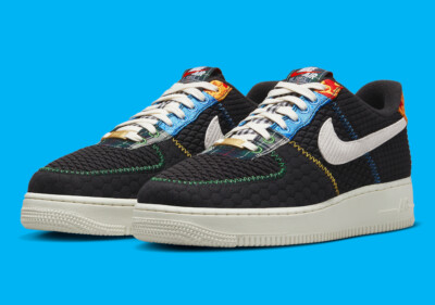 靴 Air Force Nike Air Force 1 07 Low Black Multi Material DZ4855-001 sz 4 Men's