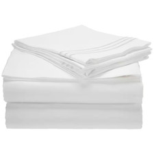 4-Piece White Solid Microfiber Twin XL Sheet Set