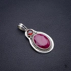 Collier pendentif pierre précieuse grenat rubis rouge, collier premium argent sterling 925