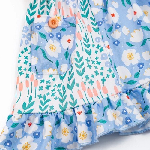 NEW Boutique Floral Tunic Dress & Ruffle Shorts Girls Outfit Set - Picture 4 of 6