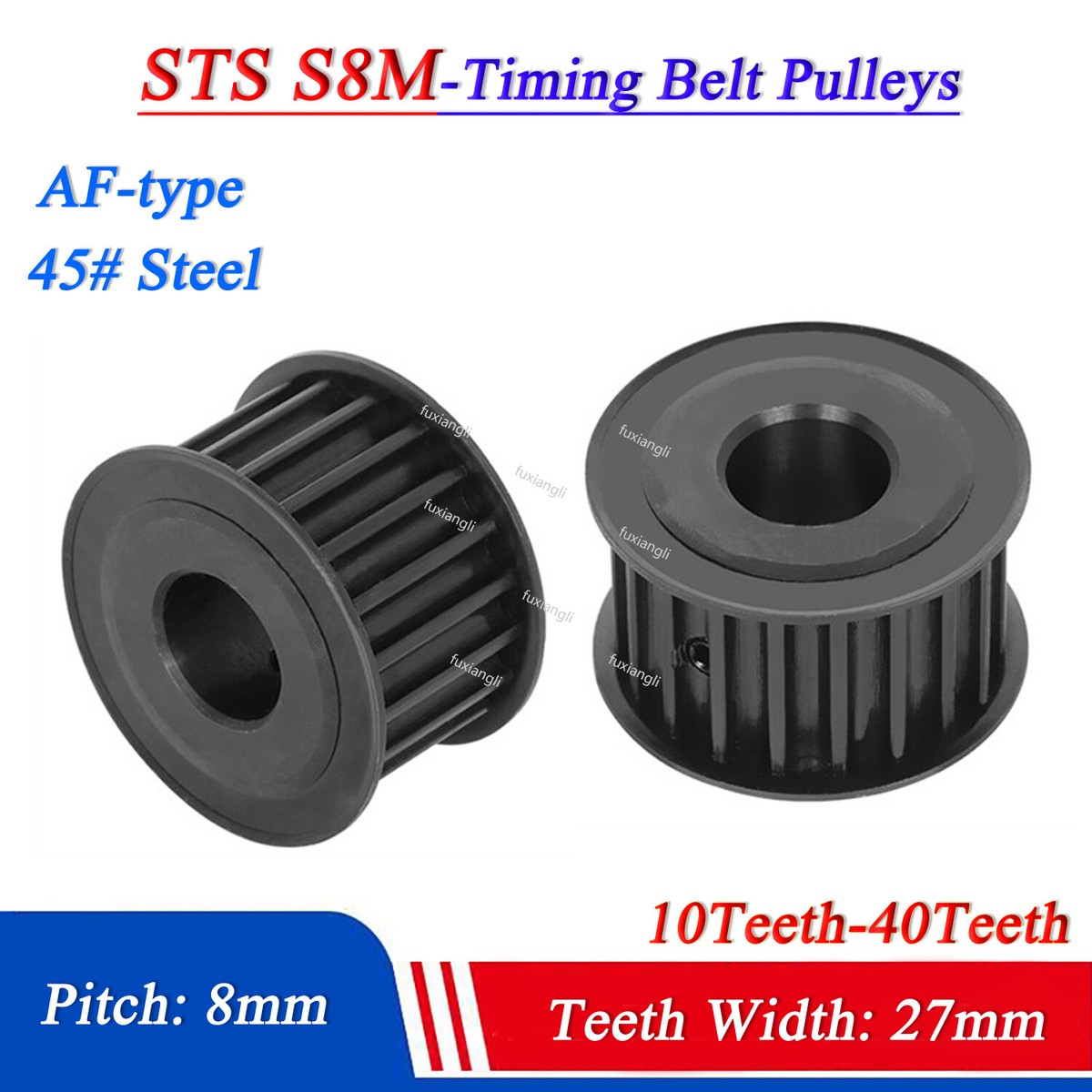 STS S8M 10T-40T Timing Belt Pulleys Pitch 8mm Teeth Width 27mm AF