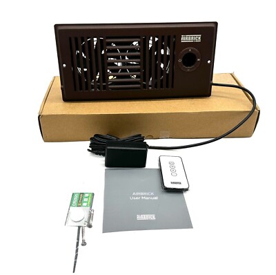 NEW! Airbrick Smart 4'' x 10'' AC Vent Register Booster Fan /w Remote / Thermostat
