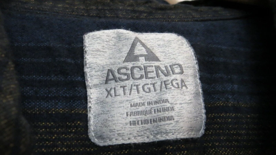 Camisa Ascend Para Hombre XLT Alta Azul Multicolor Rayas Exterior Abotonada Algodón Foto 3 de 4