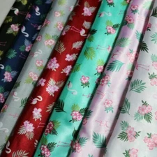 By Yard polyester satin cloth fabric flamingo print material charmeuse lining