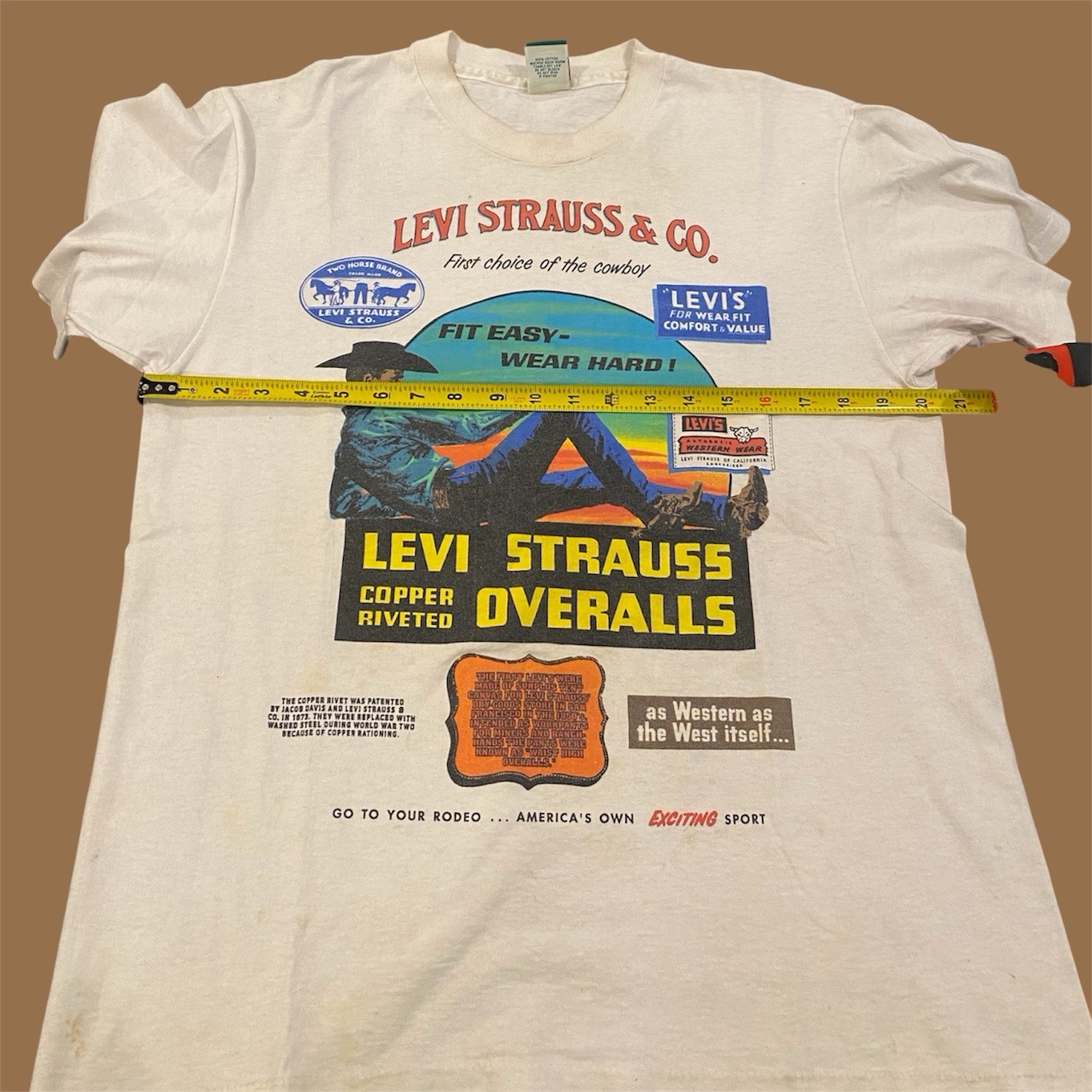 Vintage 90s Levi’s Strauss Big E Denim Jeans Deadstock Rare Promo T Shirt Medium image 4