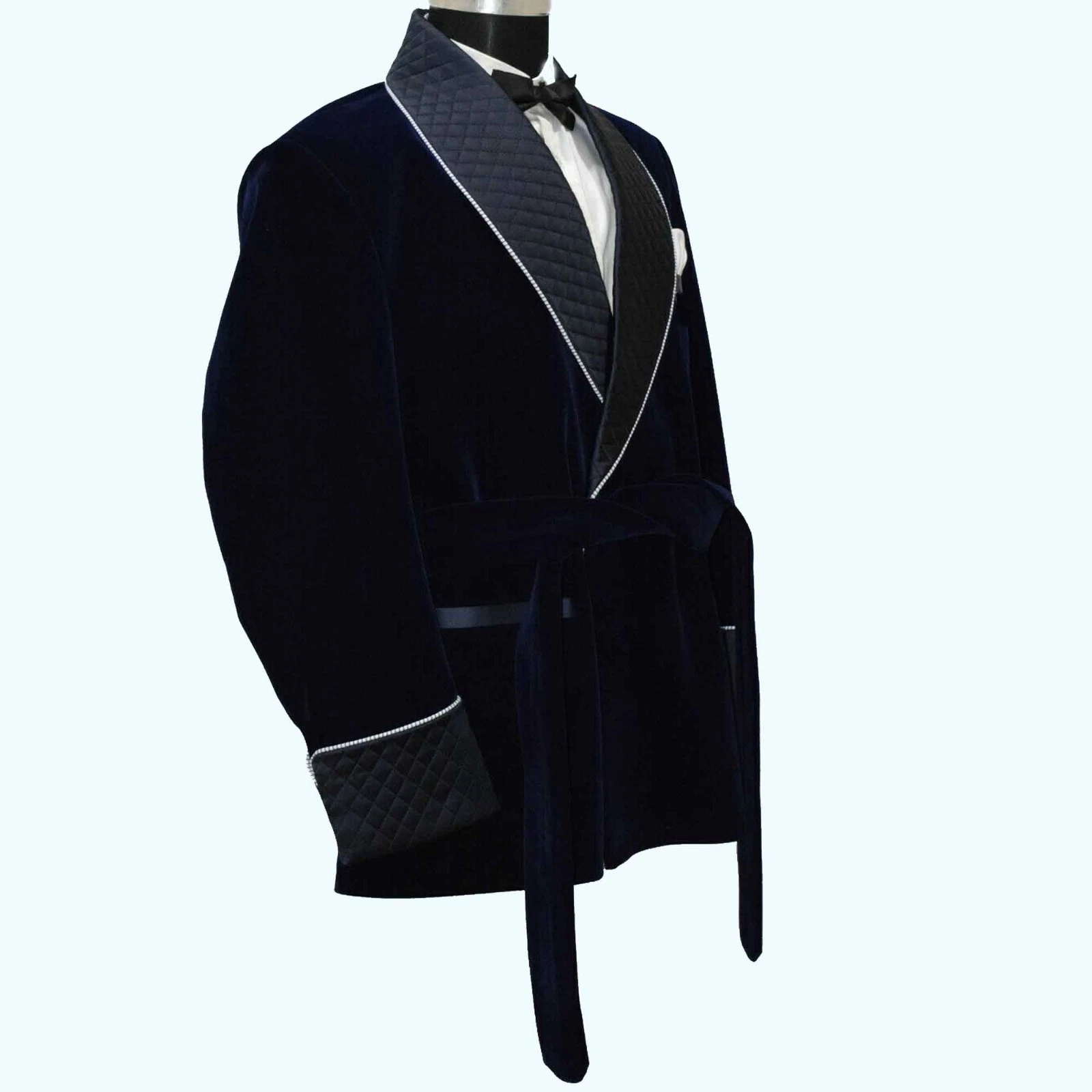 Men's Navy Blue Smoking Jacket Elegant Luxury Designer Dinner Party Wear Coat