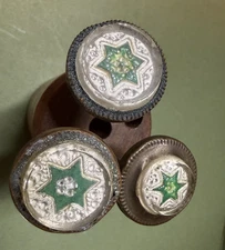 Lot of 3 GREEN  STAR Sulphide Threaded Antique Victorian Picture Hanging Nails-