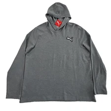 Puma Men's XXL Hoodie Medium Grey Thermal Waffle Weave NEW NWT Long Sleeve Logo