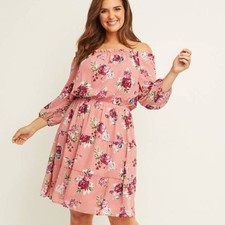 Lane Bryant Pink Off Shoulder Floral Dress Size 14