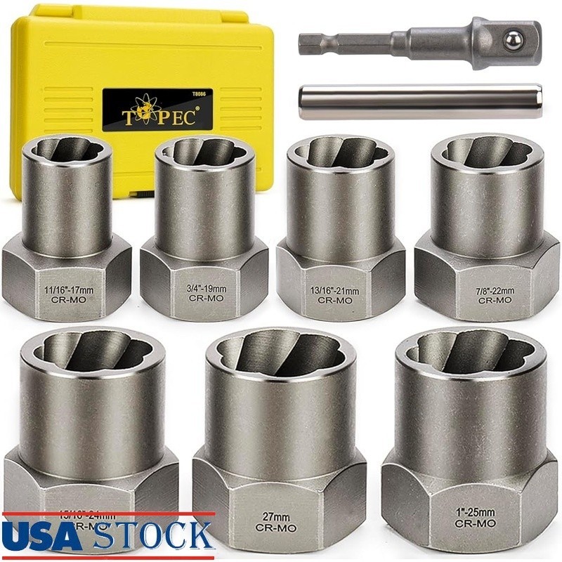 Bolt Extractor Kit 11 Pieces CR-MO Steel Broken Damaged Nuts Removal Tools New