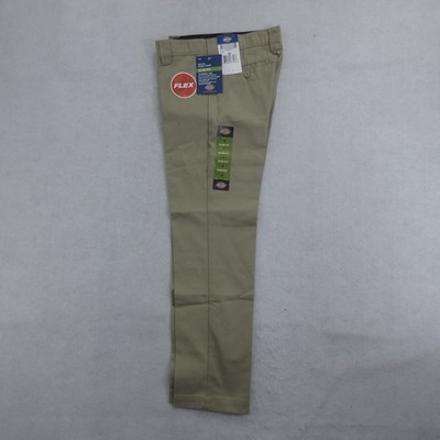 Dickies Boys Flex Pants Size 10 Beige Slim Fit Tapered Leg New