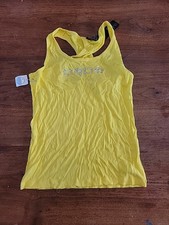 NWT Bebe Swarovski Rhinestone Logo Cross Back Tank Top Women’s L Y2K USA Made