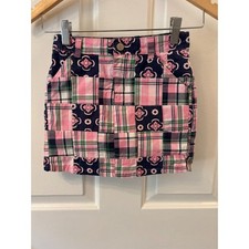 Gymboree Girls Pink Plaid Floral Patchwork Skort Adjustable Waist Size 7
