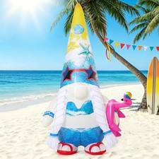 GOOSH 5 FT Summer Inflatables Gnomes Garden Decor with Flamingo, Hawaiian Bea...