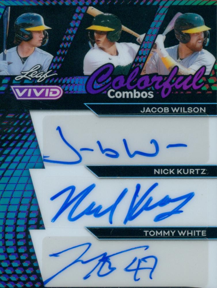 2024 Leaf Vivid Colorful Combos Trios Jacob Wilson Nick Kurtz Tommy White 5/5