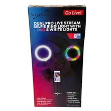Supersonic Dual 8" RGB LED Ring Light Tripod for Live Stream &Vlogging SC-2710SR