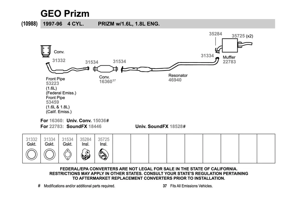 For Toyota Corolla 93-97 Exhaust Muffler SoundFX Aluminized Steel Oval Direct Foto 4 de 4